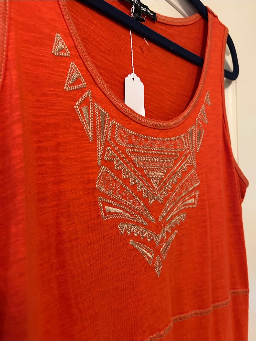 Cable & Gauge Orange Sleeveless Embroidered Maxi Dress - Picture 6 of 8